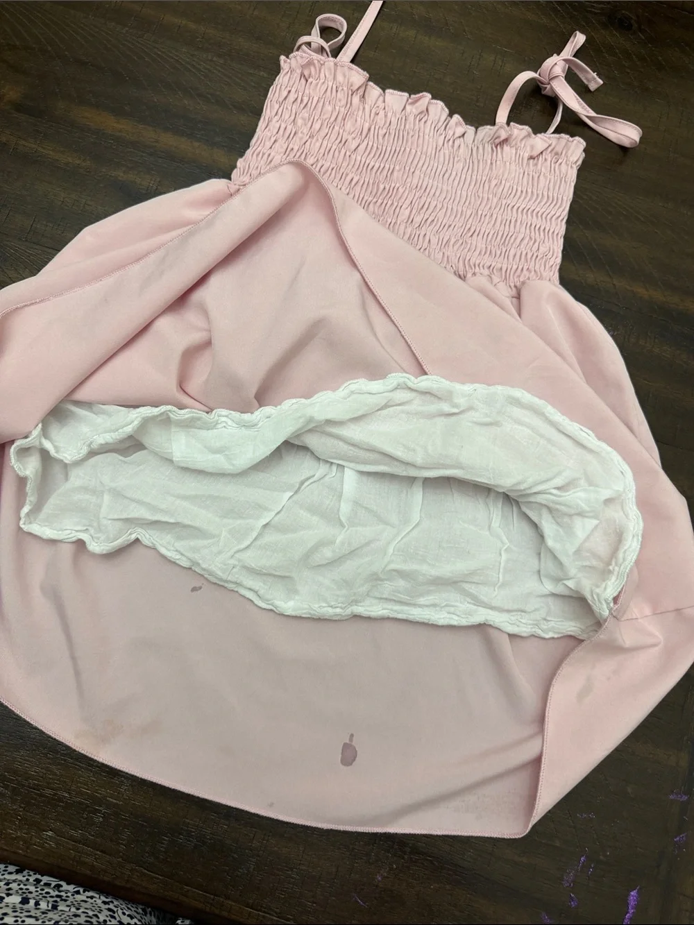 Girls' Pink Smocked Sundress with Tie Straps